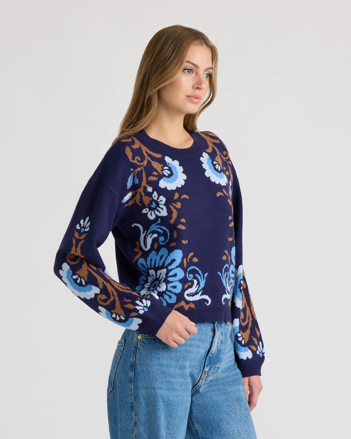 Round Neck Jacquard Sweater