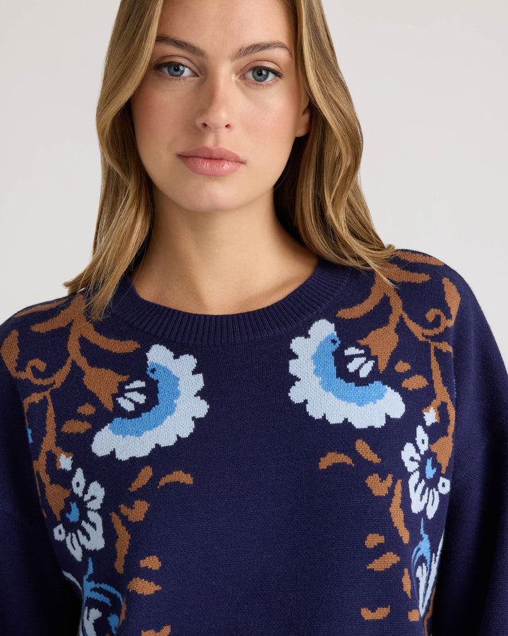 Round Neck Jacquard Sweater