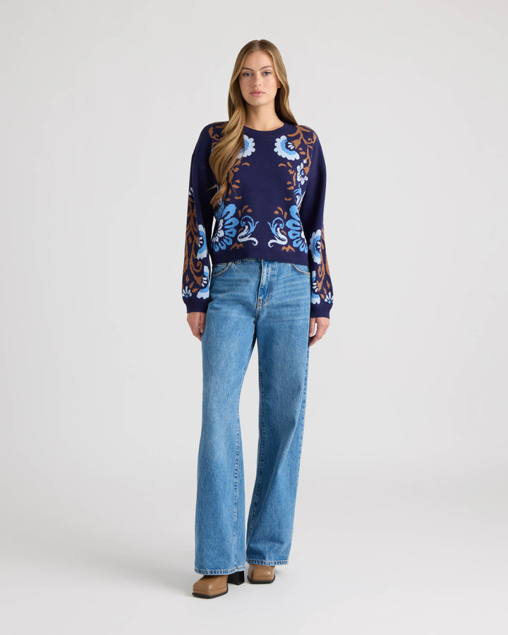 Round Neck Jacquard Sweater