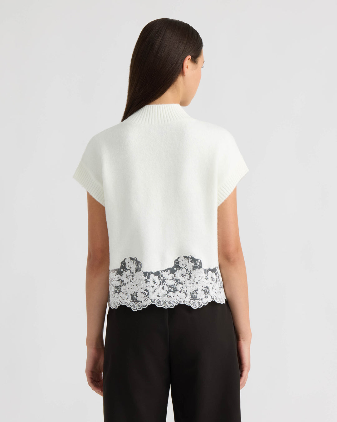 Sleeveless Lace Hem Sweater