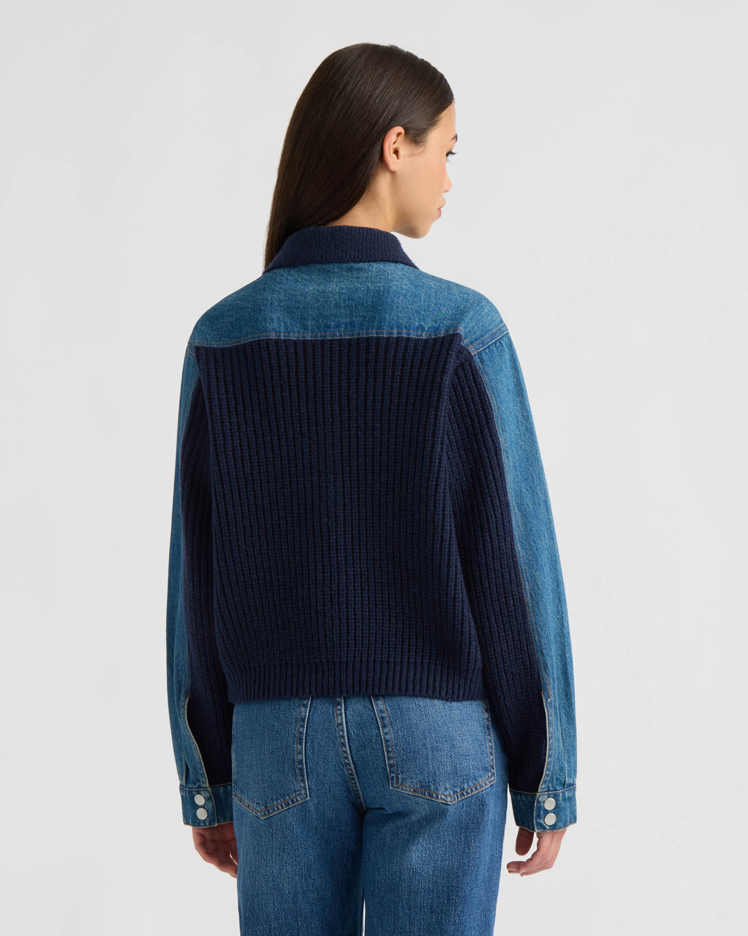 Denim Trim Sweater Jacket