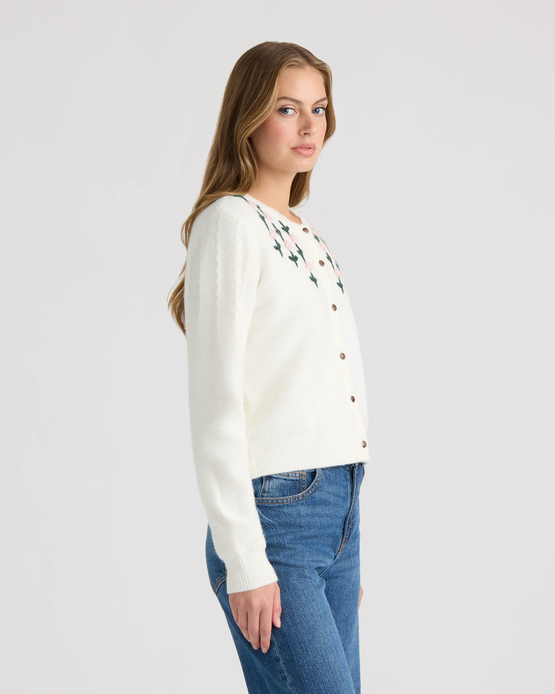 Floral Neck Cardigan