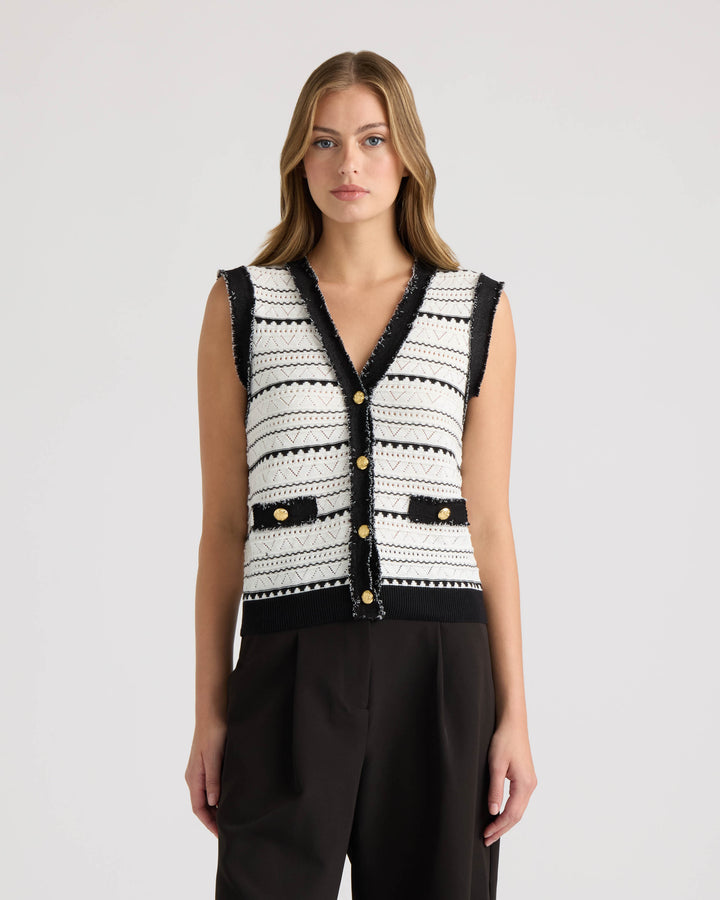 V-Neck Button Front Vest