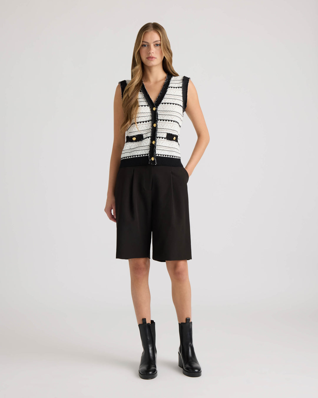 V-Neck Button Front Vest