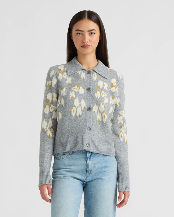 Long Sleeve Collared Printed Sweater