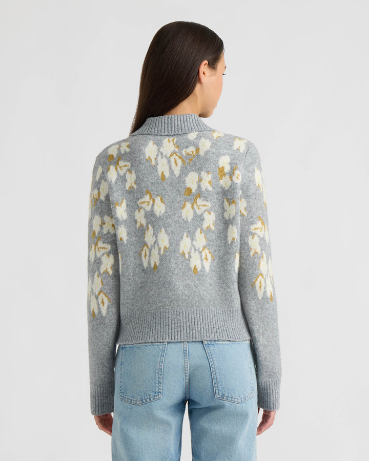 Long Sleeve Collared Printed Sweater