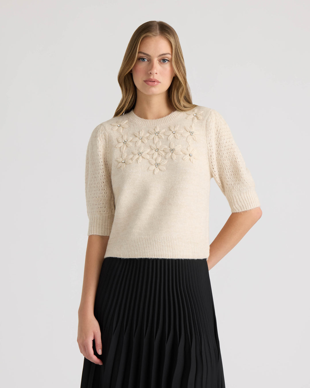Embroidery Flower Sweater
