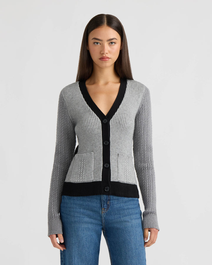 Color Block Cable Cardigan