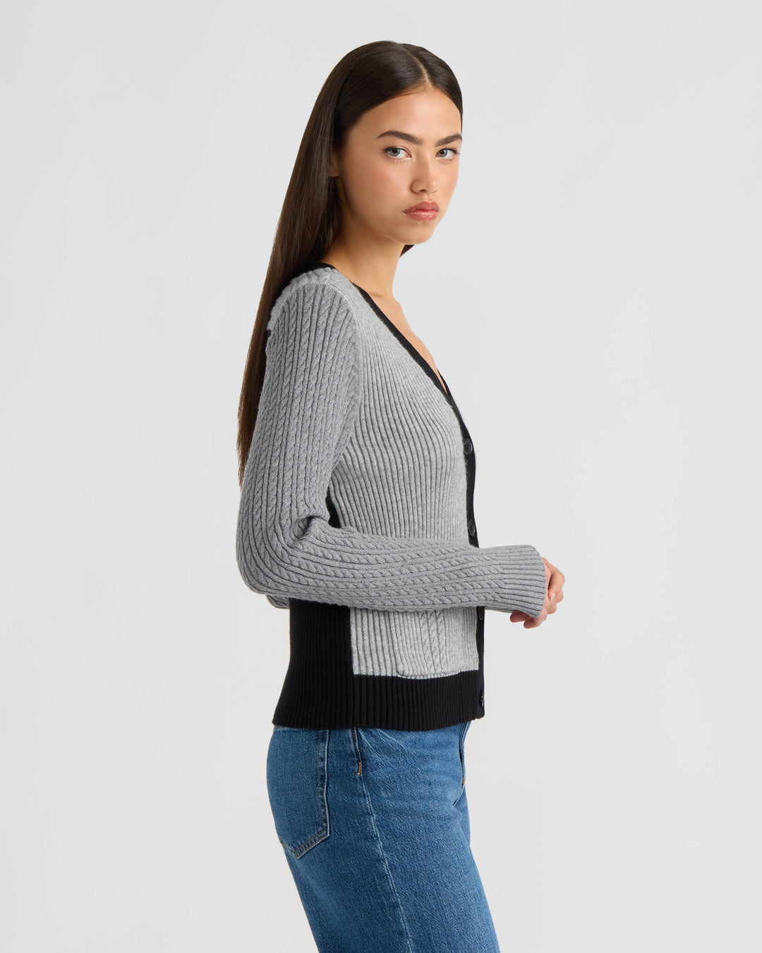 Color Block Cable Cardigan
