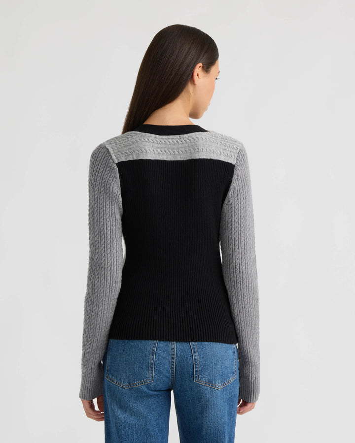 Color Block Cable Cardigan