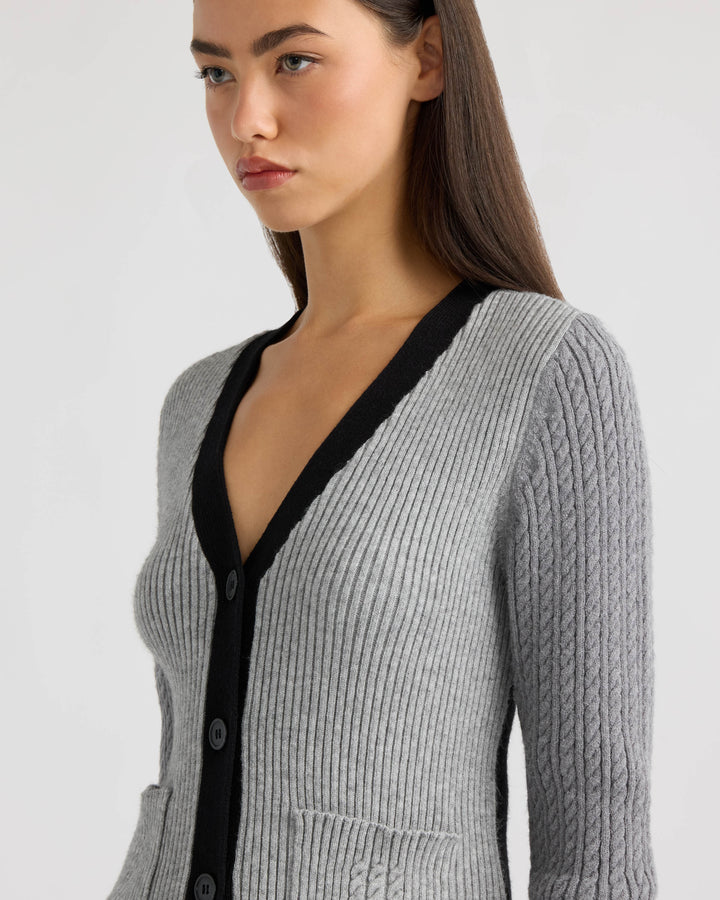 Color Block Cable Cardigan