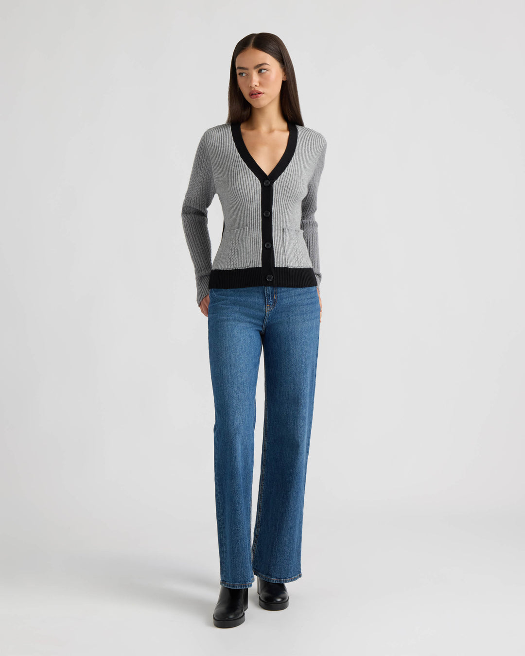 Color Block Cable Cardigan