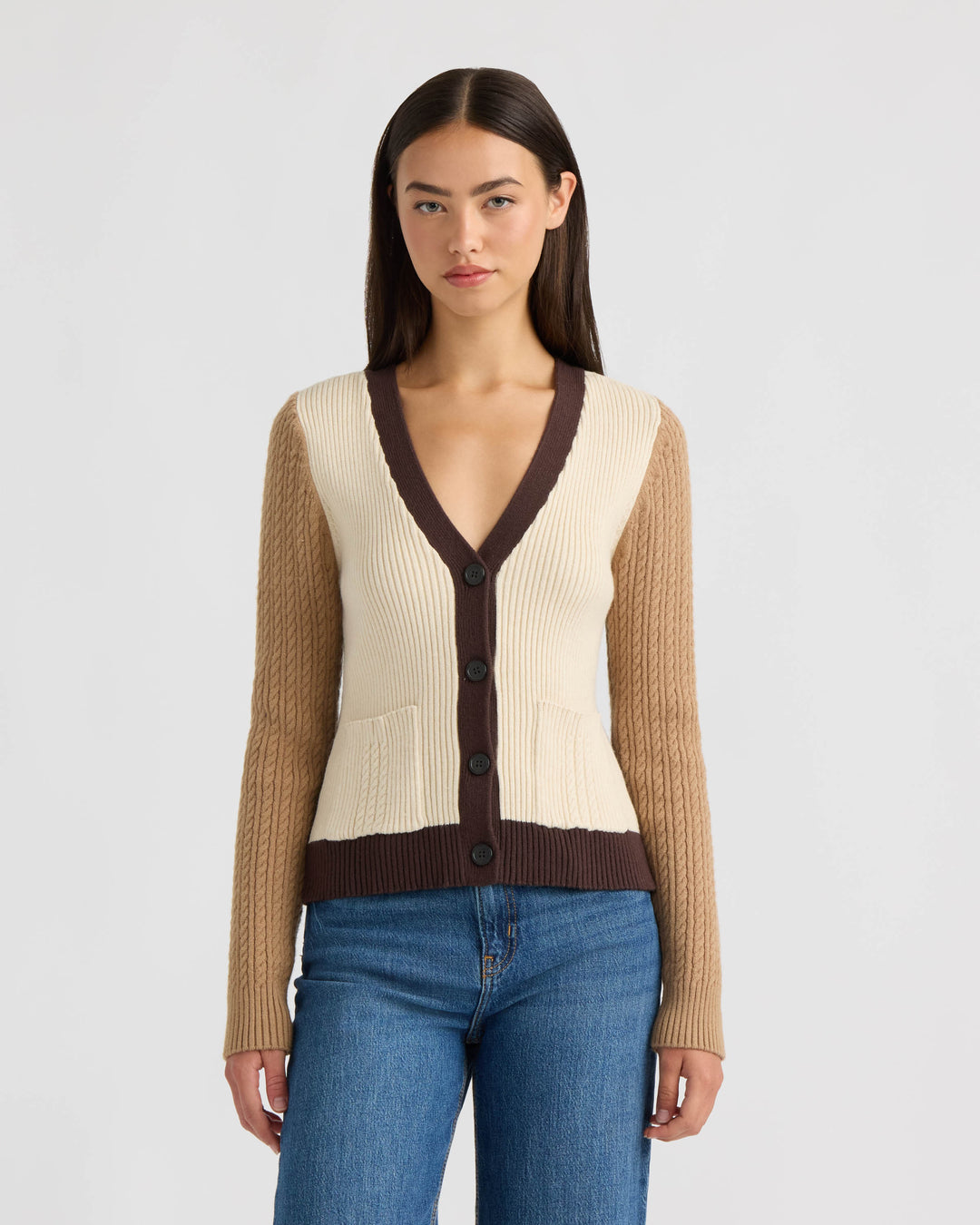 Color Block Cable Cardigan
