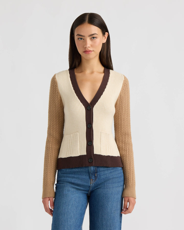Color Block Cable Cardigan