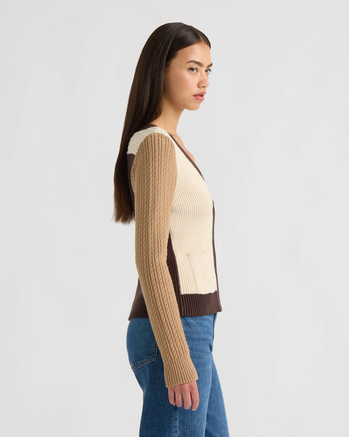 Color Block Cable Cardigan
