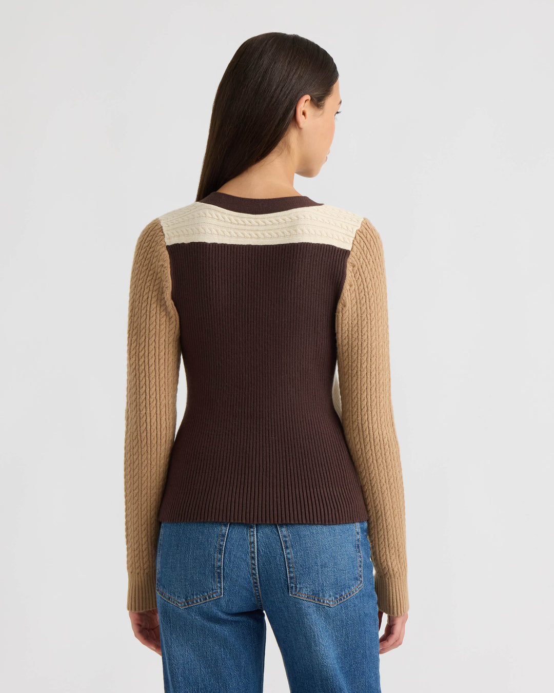 Color Block Cable Cardigan