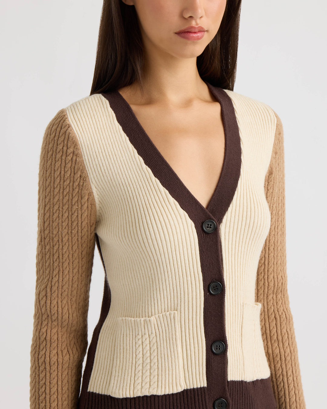 Color Block Cable Cardigan