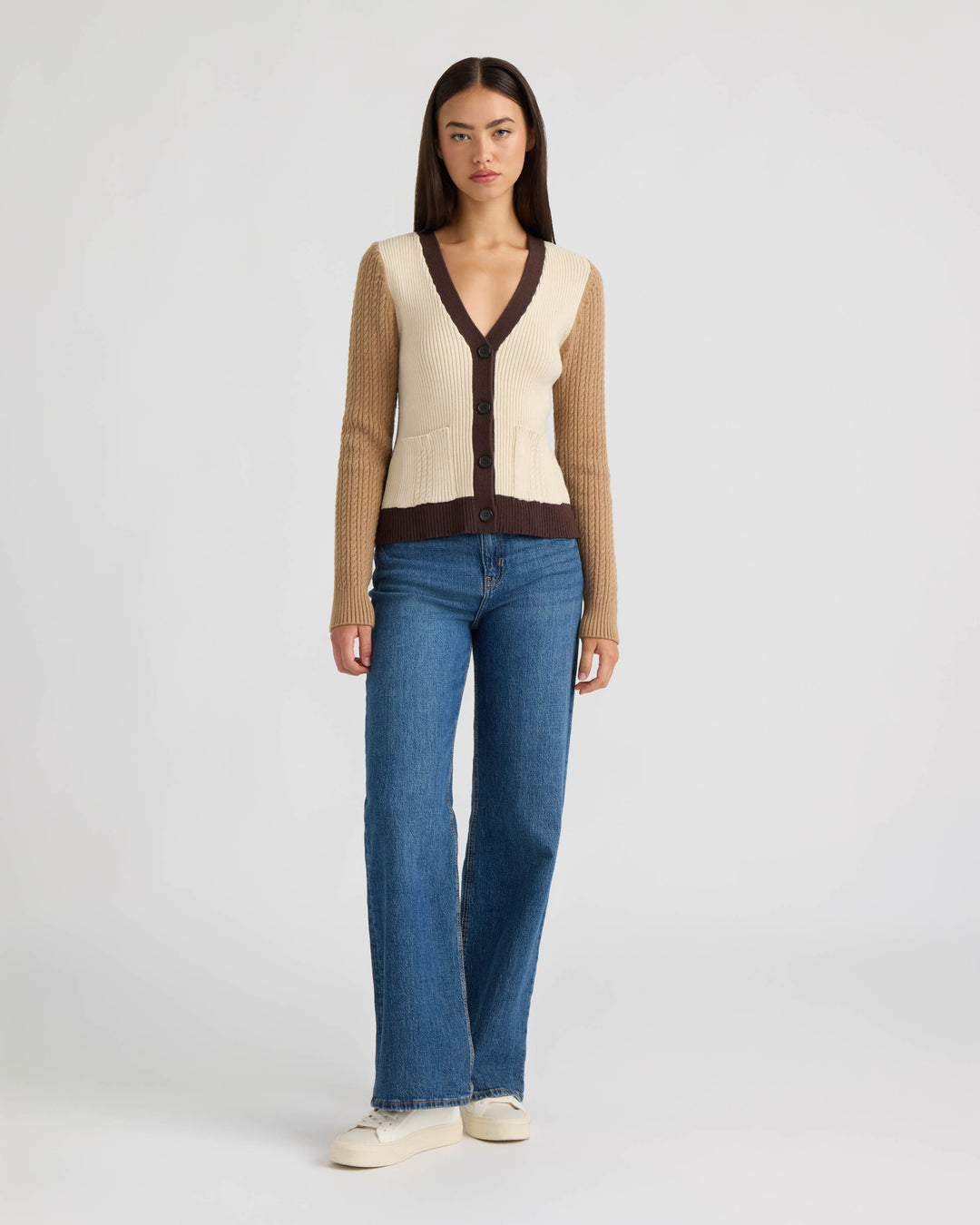 Color Block Cable Cardigan