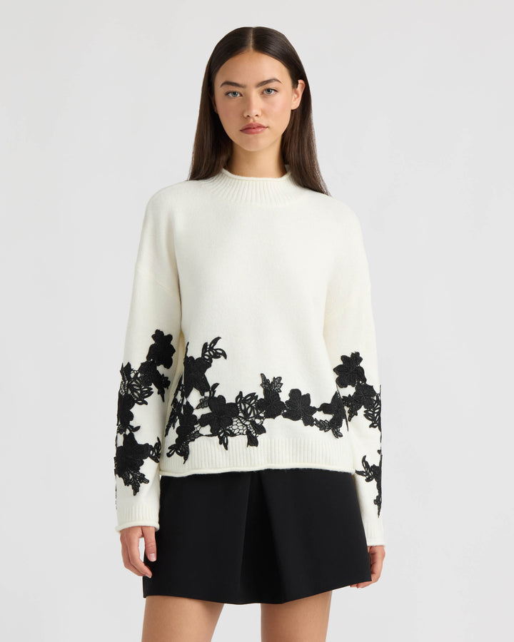 Mock Neck Appliqué Sweater