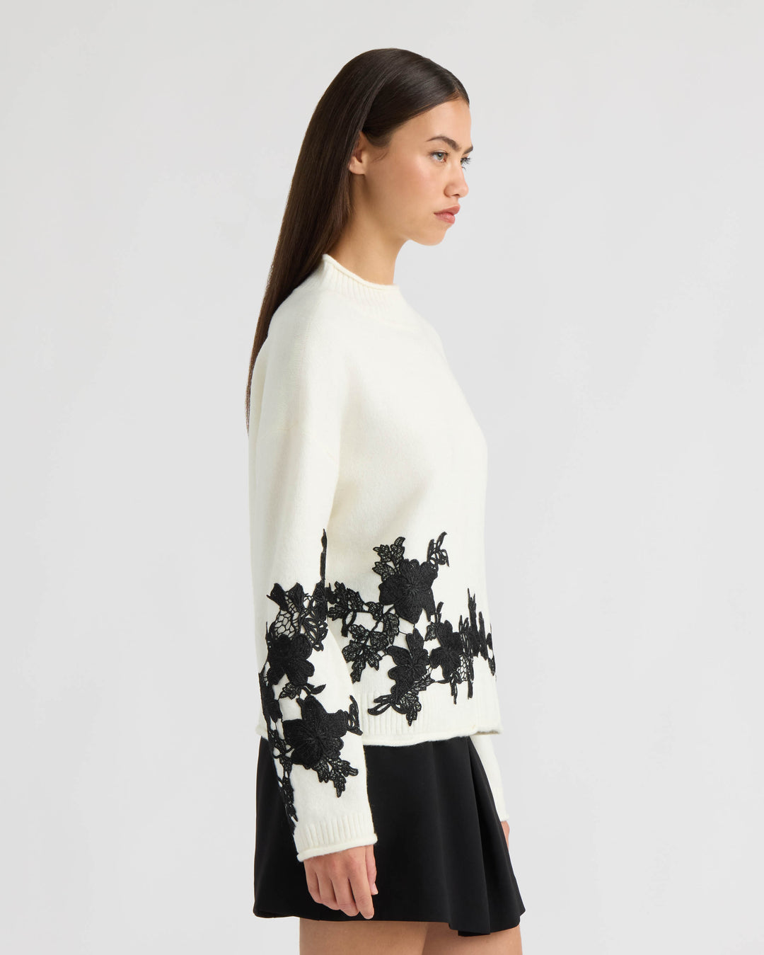 Mock Neck Appliqué Sweater