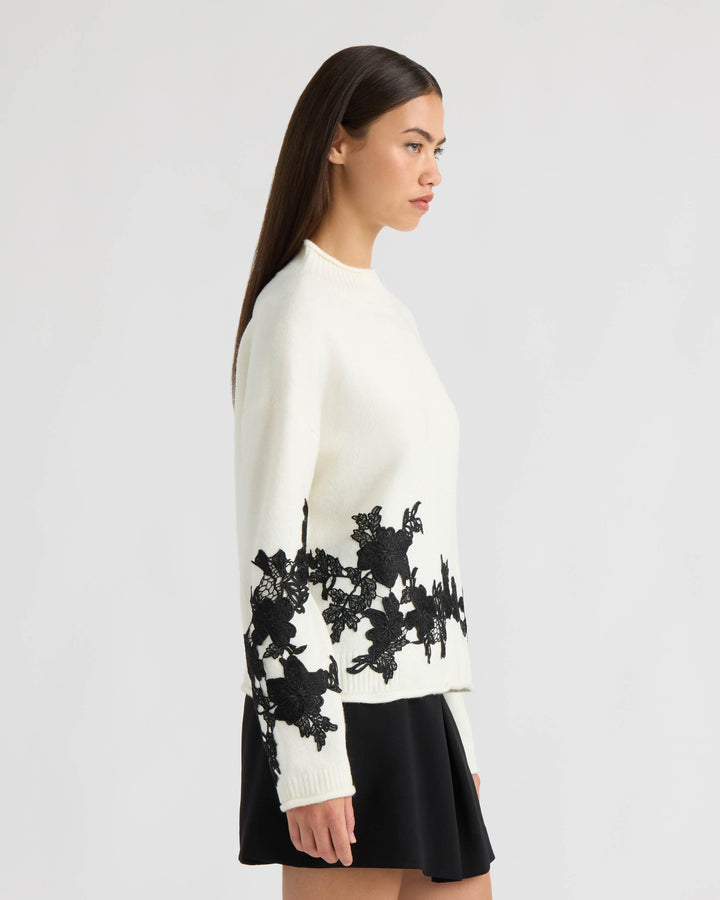 Mock Neck Appliqué Sweater