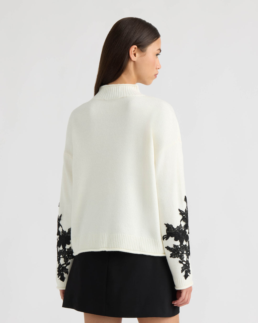 Mock Neck Appliqué Sweater