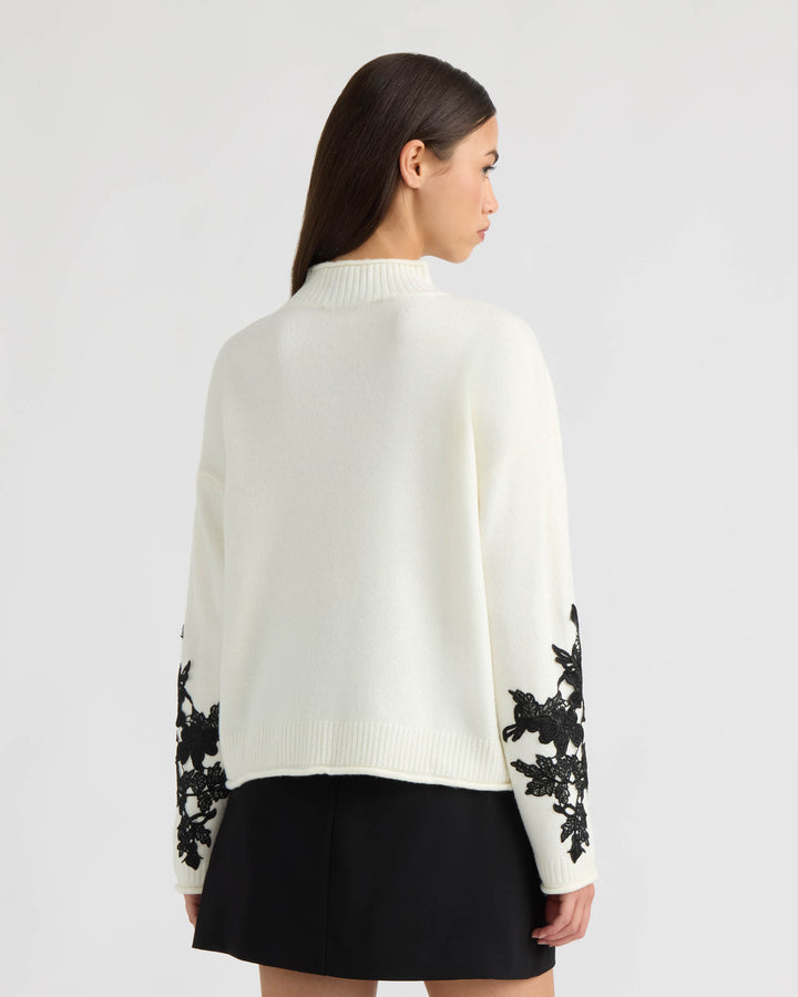 Mock Neck Appliqué Sweater