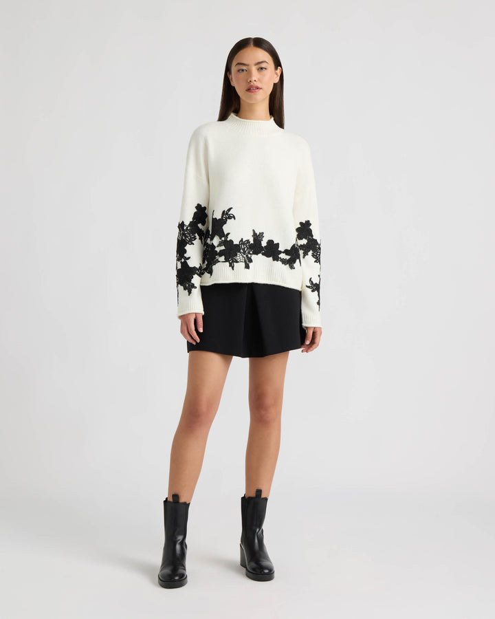 Mock Neck Appliqué Sweater
