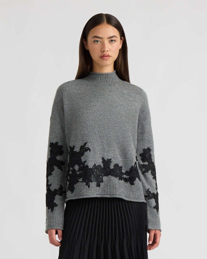 Mock Neck Appliqué Sweater