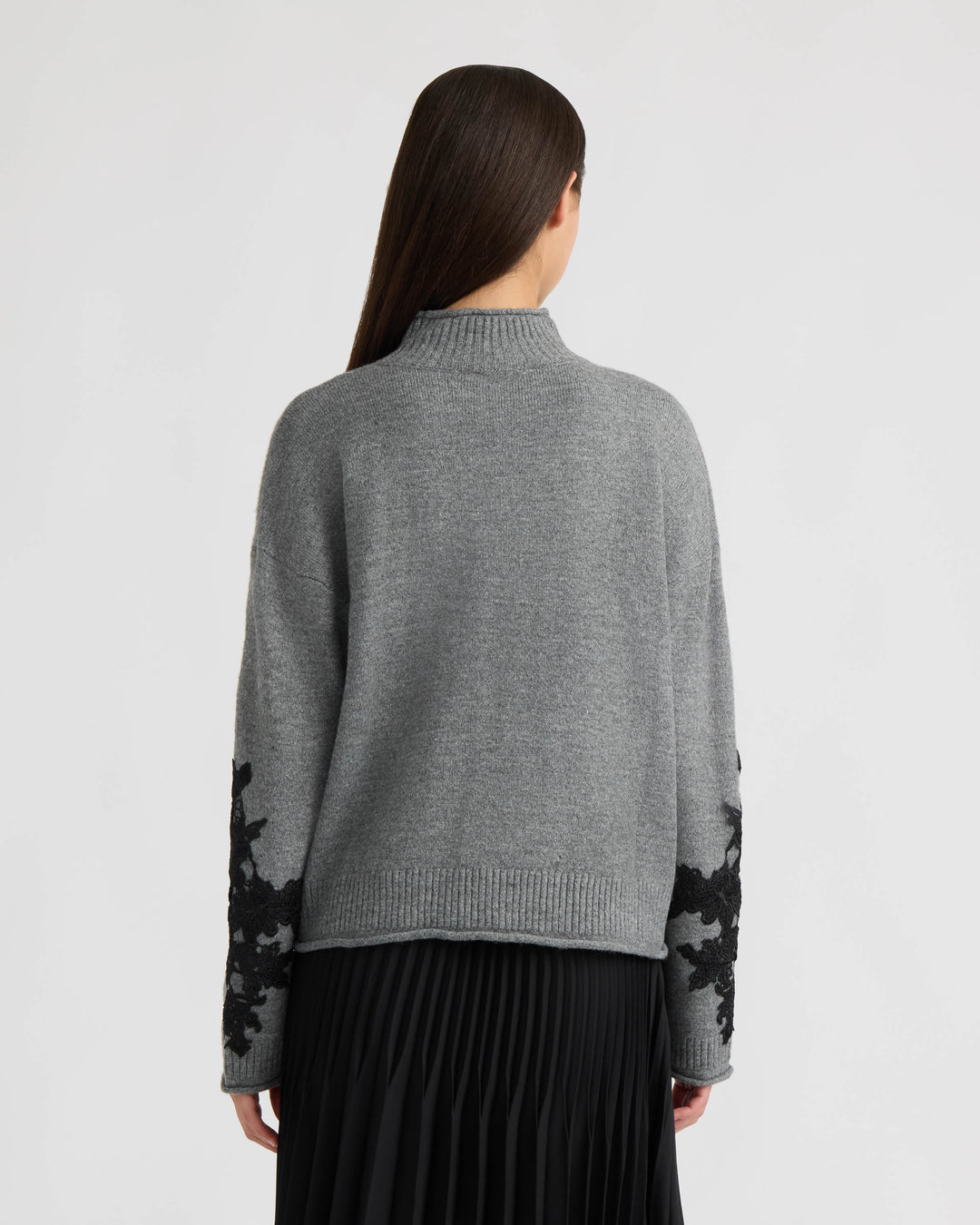 Mock Neck Appliqué Sweater