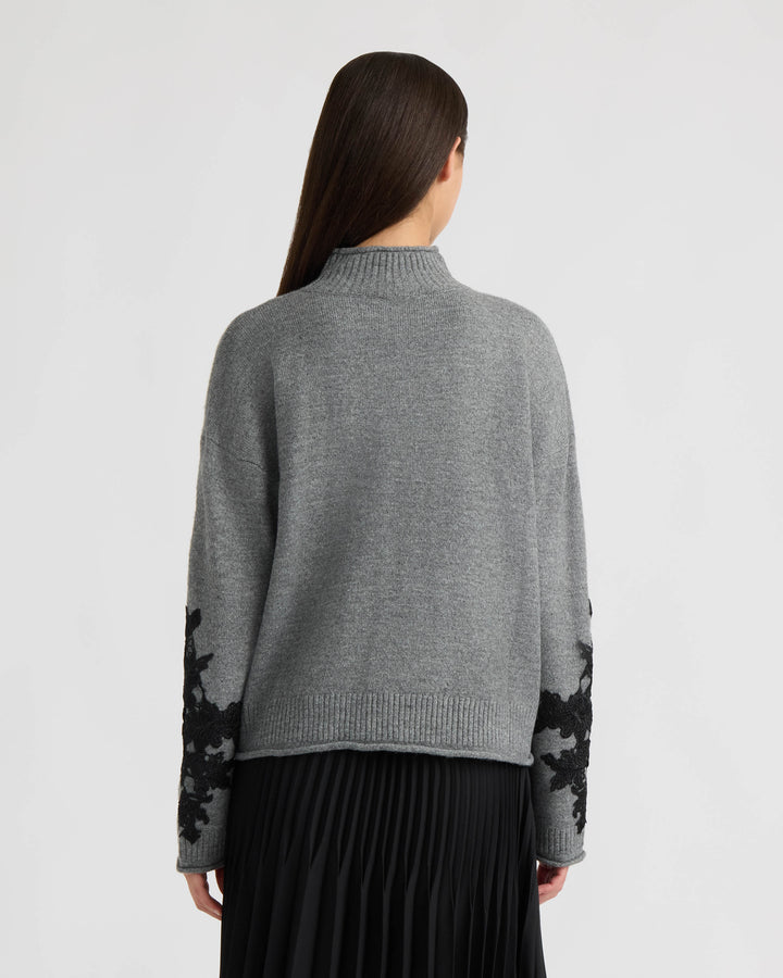 Mock Neck Appliqué Sweater
