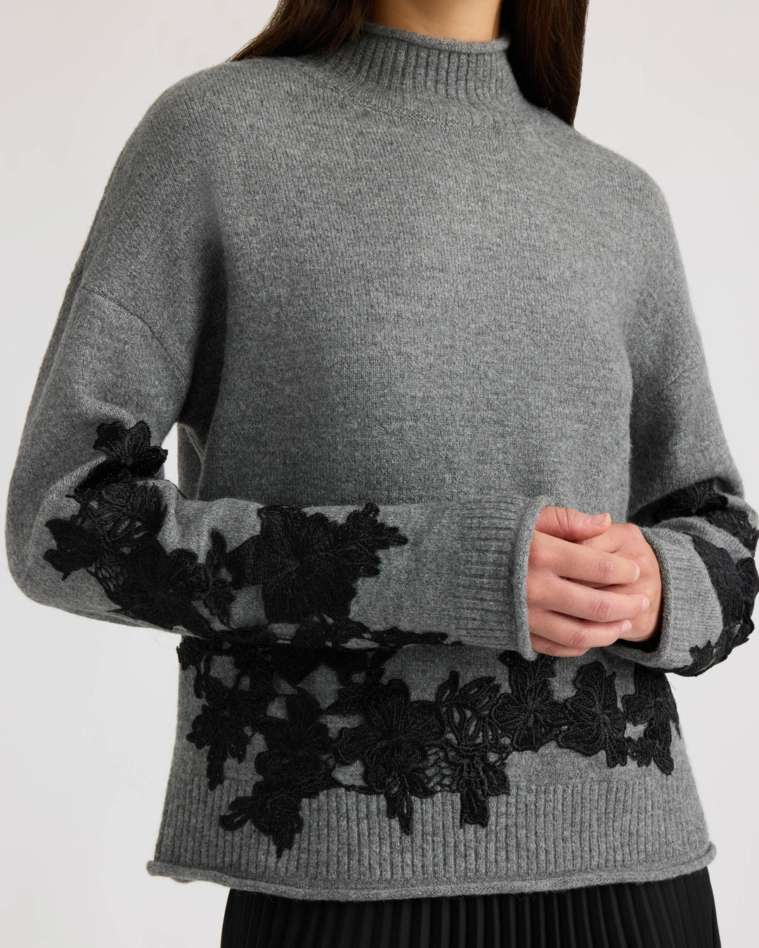 Mock Neck Appliqué Sweater