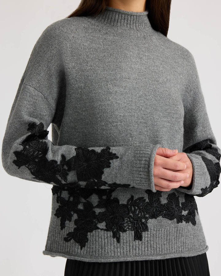 Mock Neck Appliqué Sweater