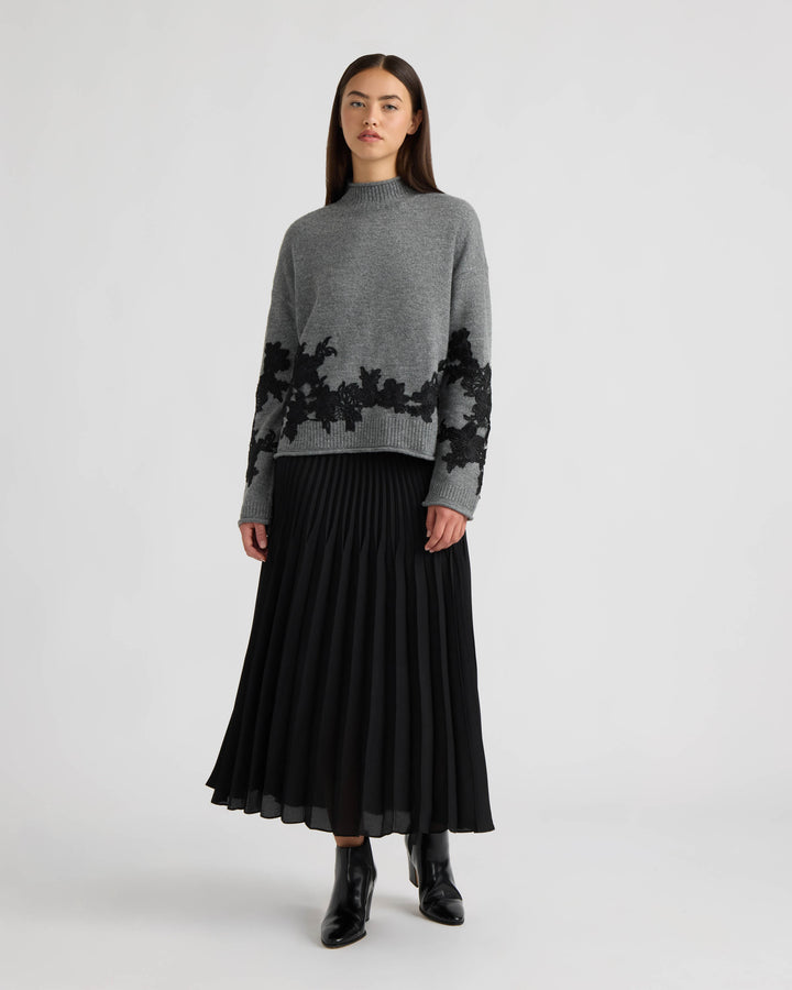 Mock Neck Appliqué Sweater