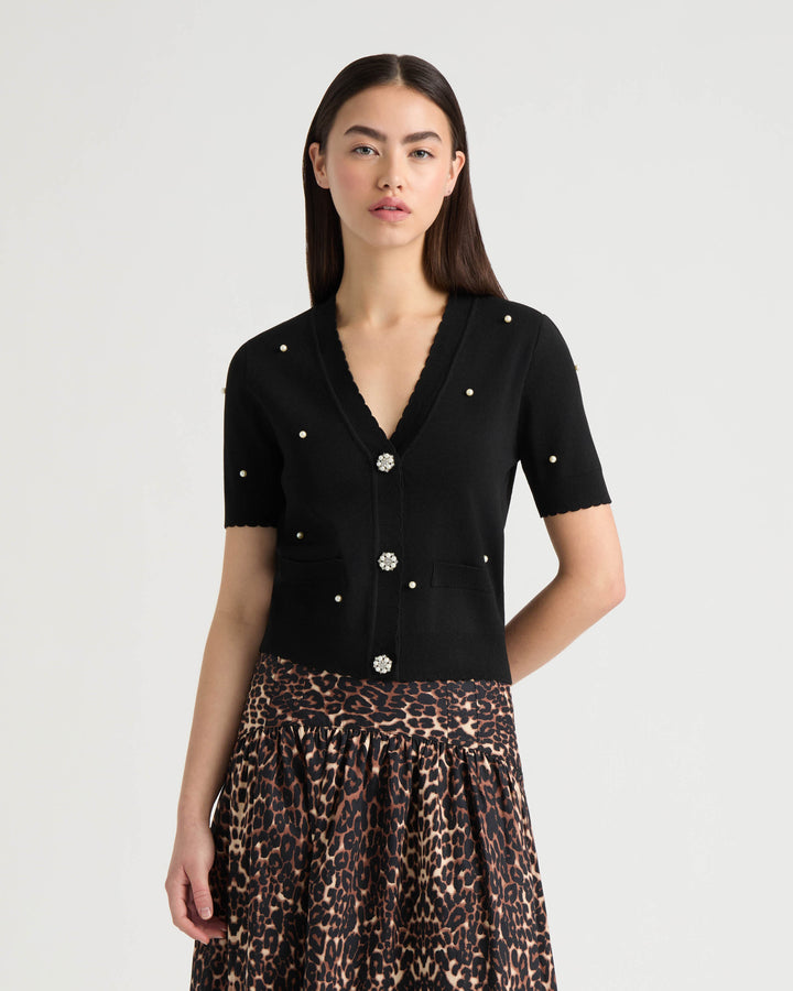 Cardigan Sweater with Pearls