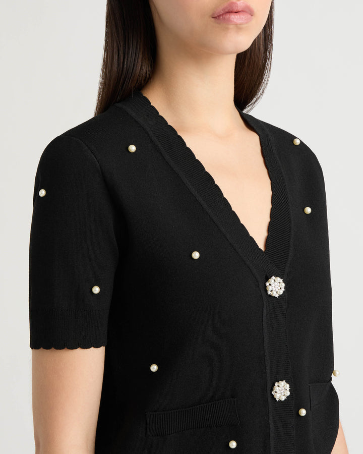 Cardigan Sweater with Pearls