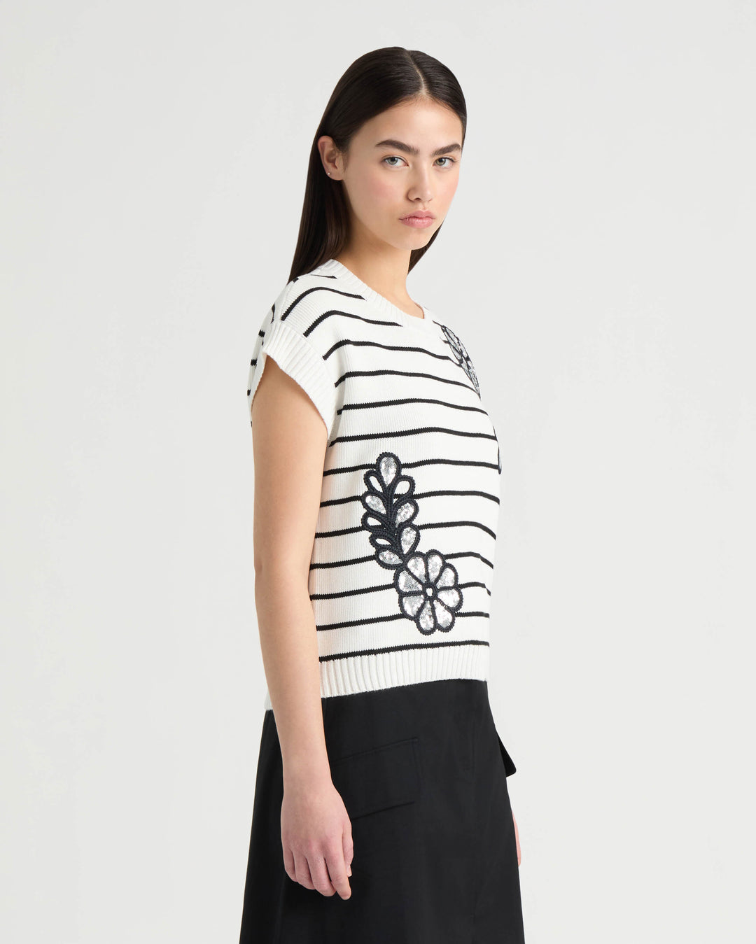 Sleeveless Sweater with Sequin Detail