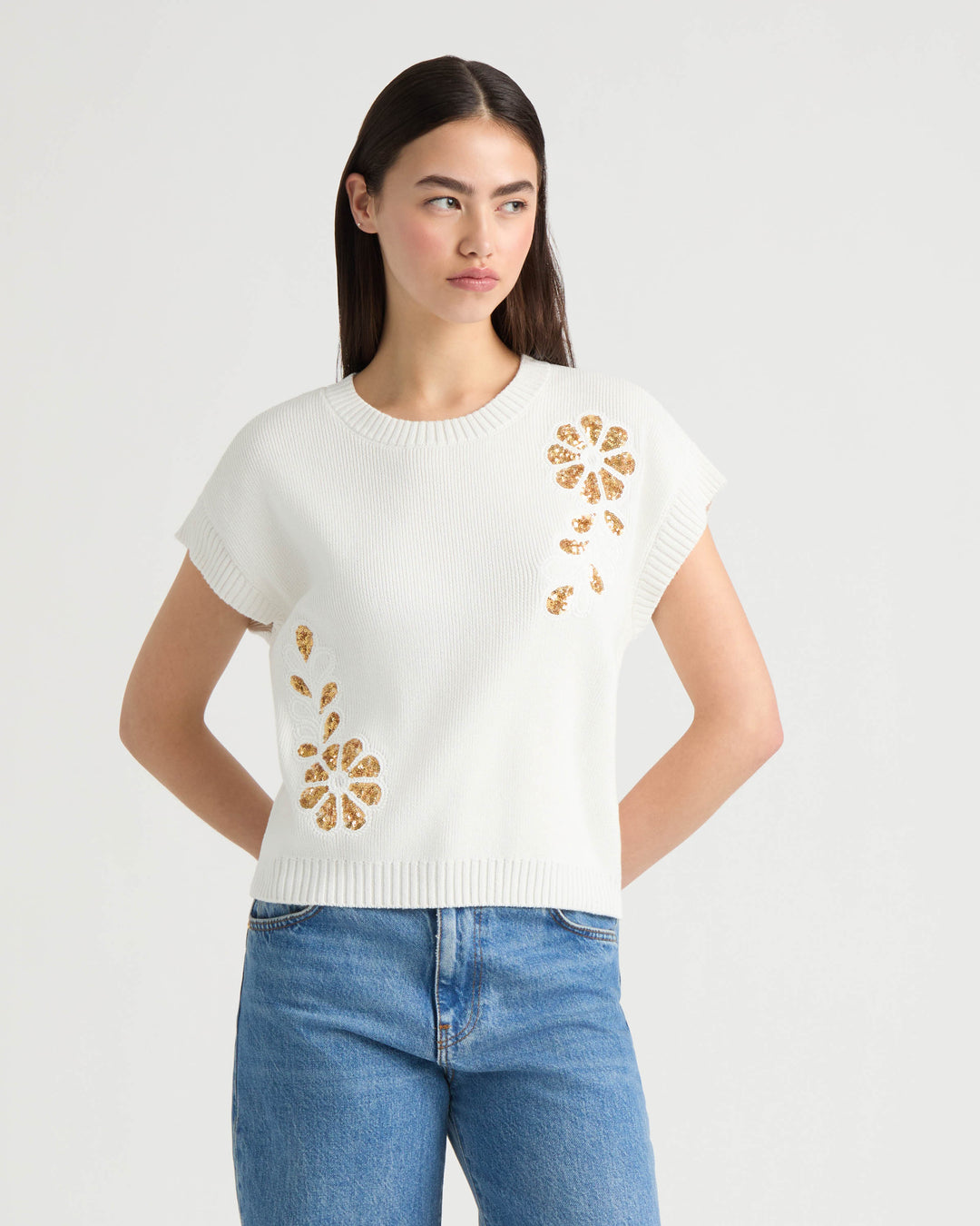 Sleeveless Sweater with Sequin Detail