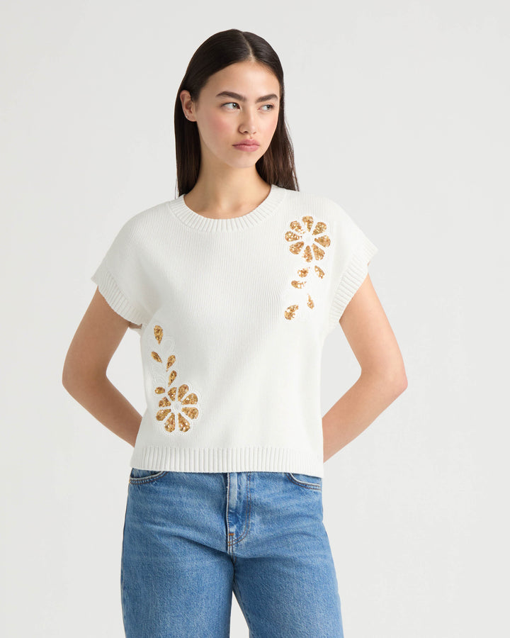 Sleeveless Sweater with Sequin Detail