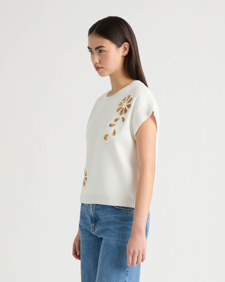 Sleeveless Sweater with Sequin Detail