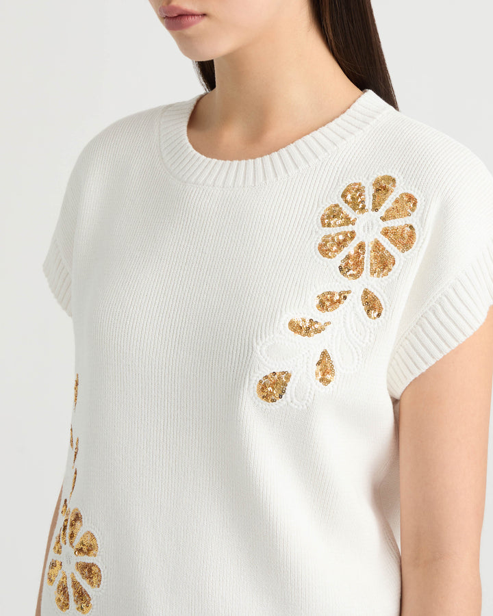 Sleeveless Sweater with Sequin Detail