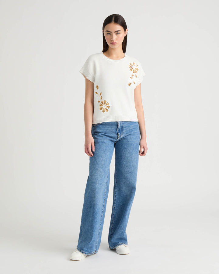 Sleeveless Sweater with Sequin Detail
