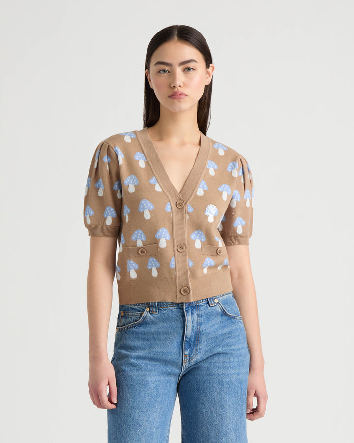 Short Sleeve Jacquard Cardigan
