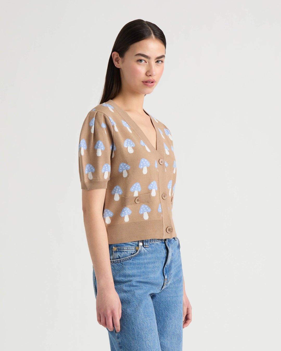 Short Sleeve Jacquard Cardigan