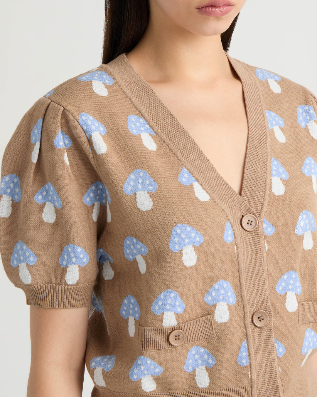 Short Sleeve Jacquard Cardigan