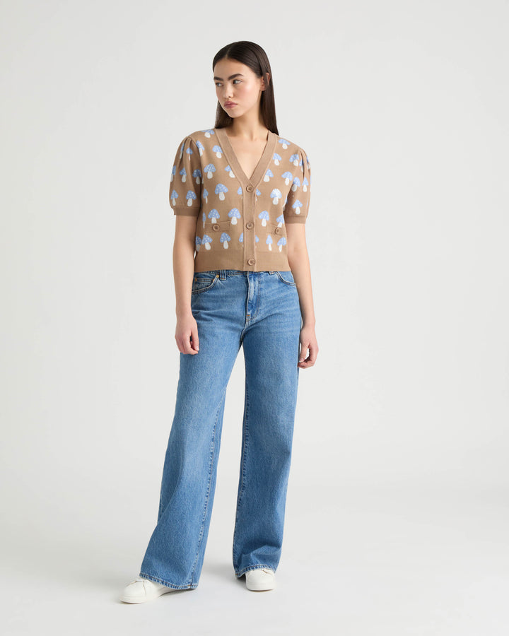 Short Sleeve Jacquard Cardigan