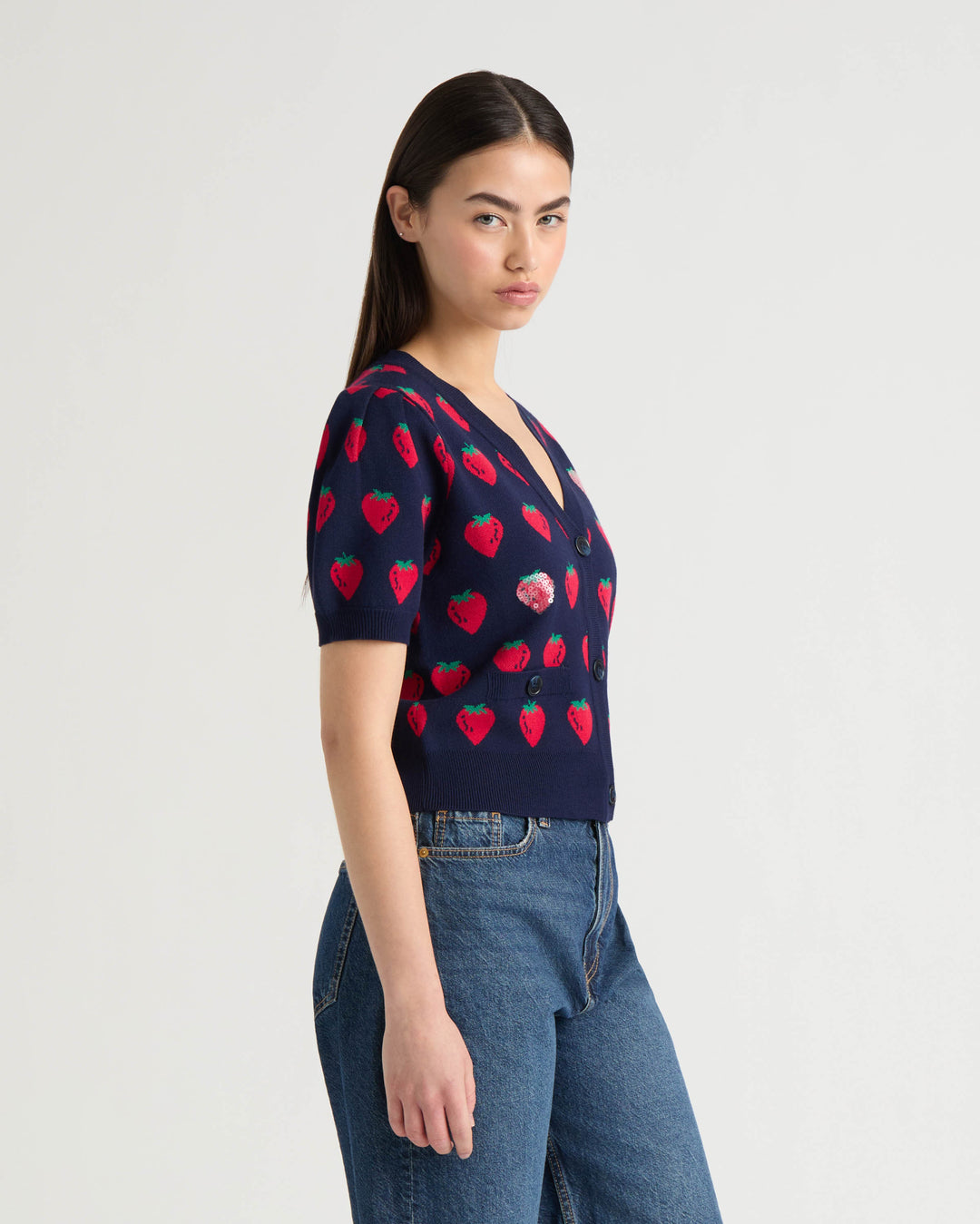 Short Sleeve Jacquard Cardigan