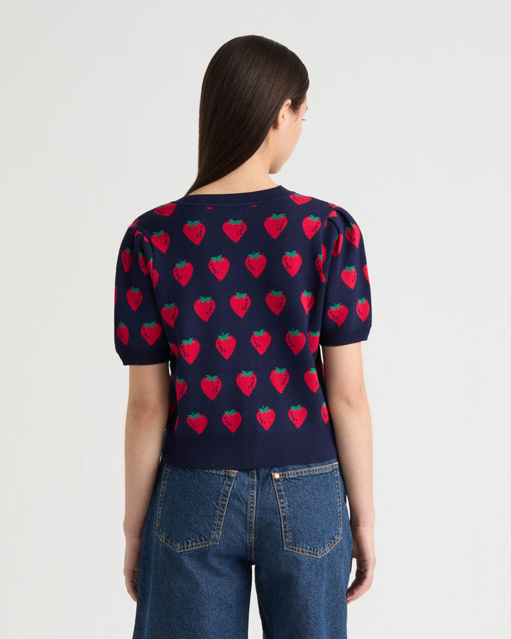 Short Sleeve Jacquard Cardigan