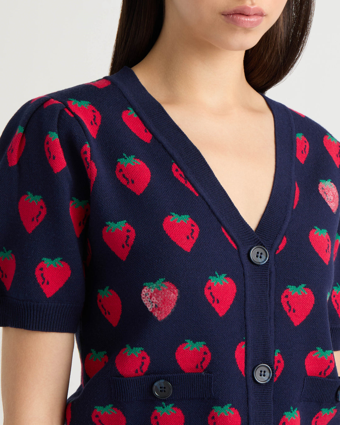 Short Sleeve Jacquard Cardigan