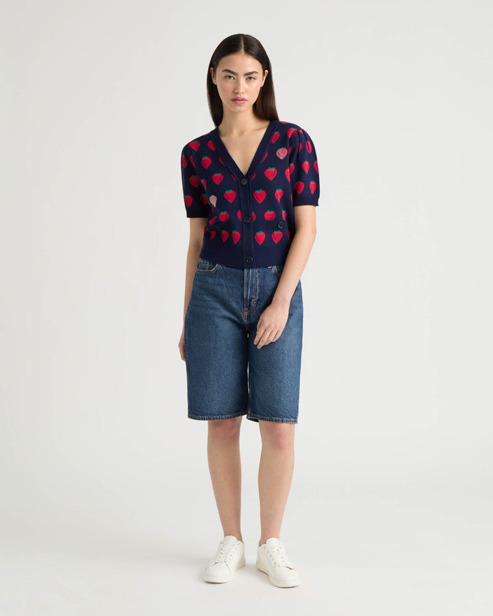 Short Sleeve Jacquard Cardigan